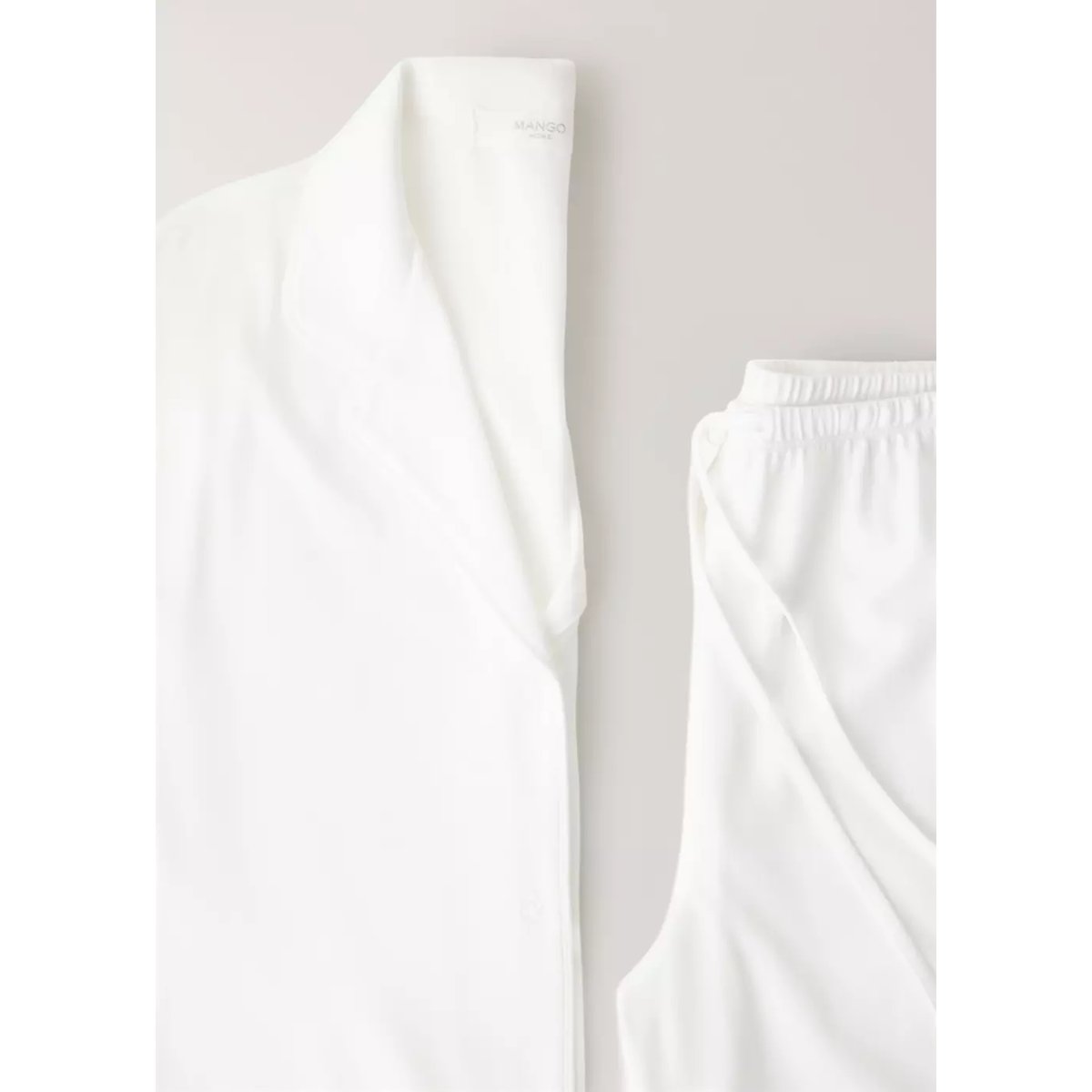 Pantalon de pyjama en coton extensible à taille ajustable blanc, MANGO