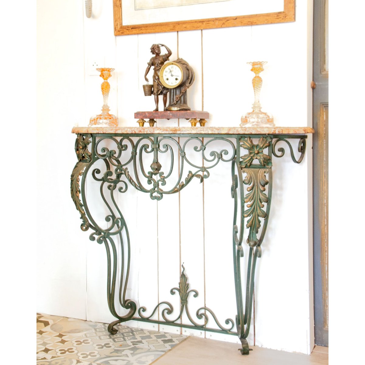 Console en marbre et fer forgé Hanna N°1351 - Bon état noir, DEBONGOUT