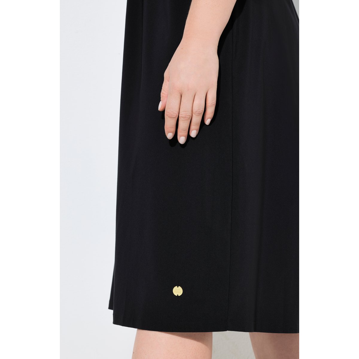 Robe midi effet drapé noir, ULLA POPKEN