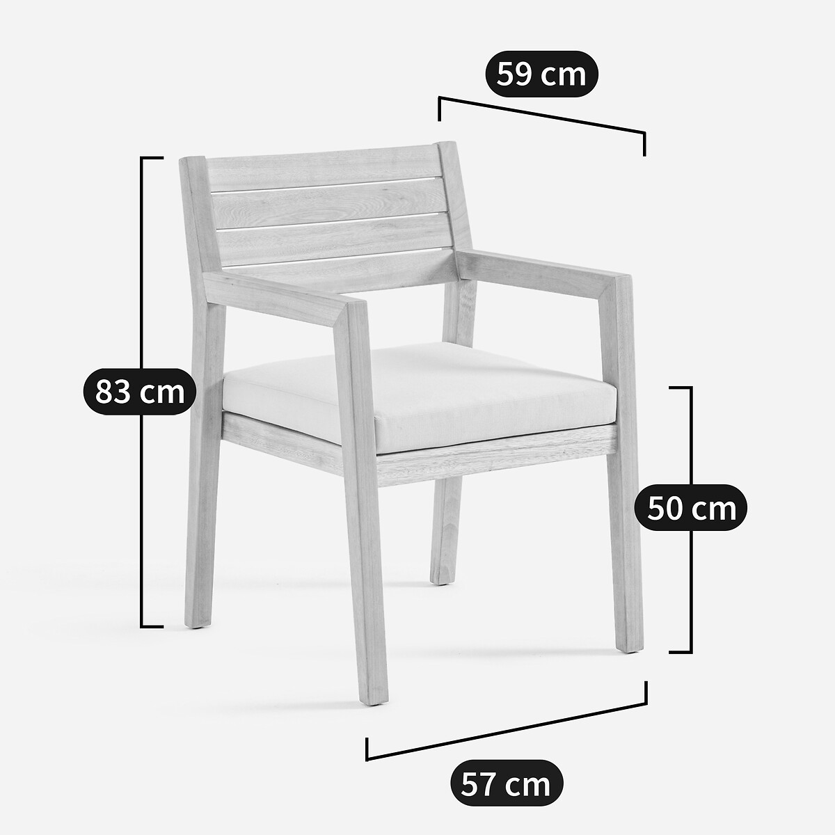 Fauteuil de table de jardin en eucalyptus, Altea naturel, AM.PM