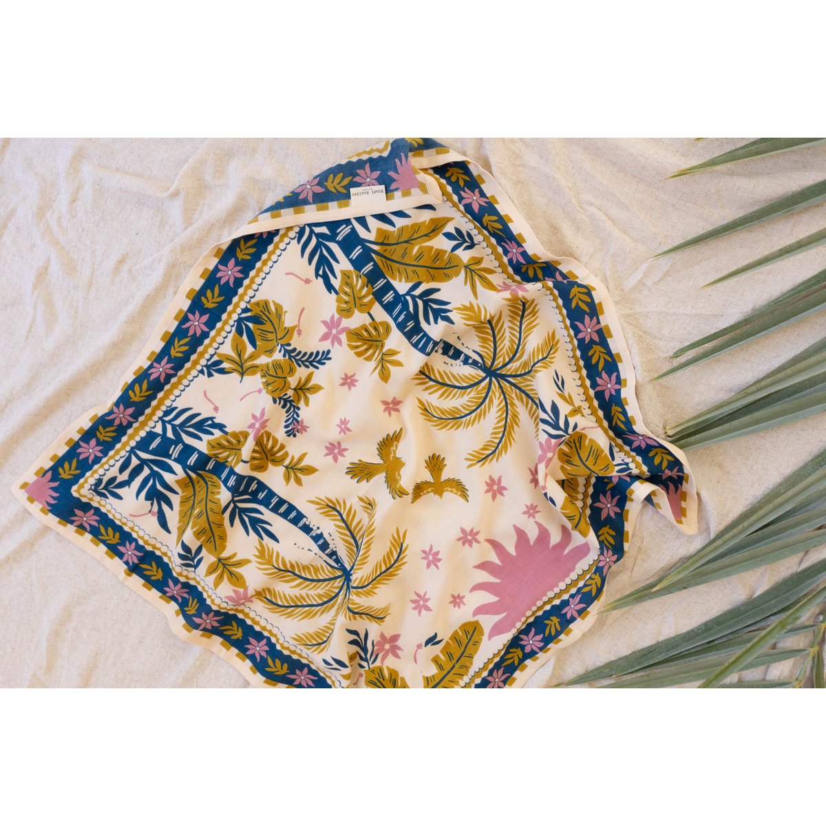 Foulard moyen 65x65cm en coton - Tropical Spirit Terracotta beige tropical spirit pani, BINDI ATELIER
