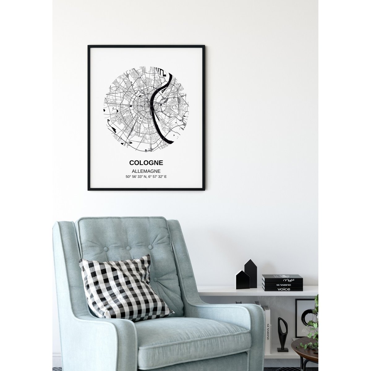 Affiche Carte Cologne blanc, L'AFFICHERIE