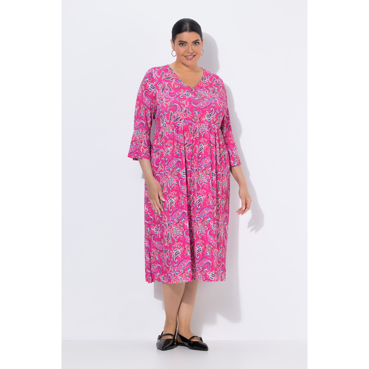 Robe en jersey motif cachemire fuchsia clair, ULLA POPKEN