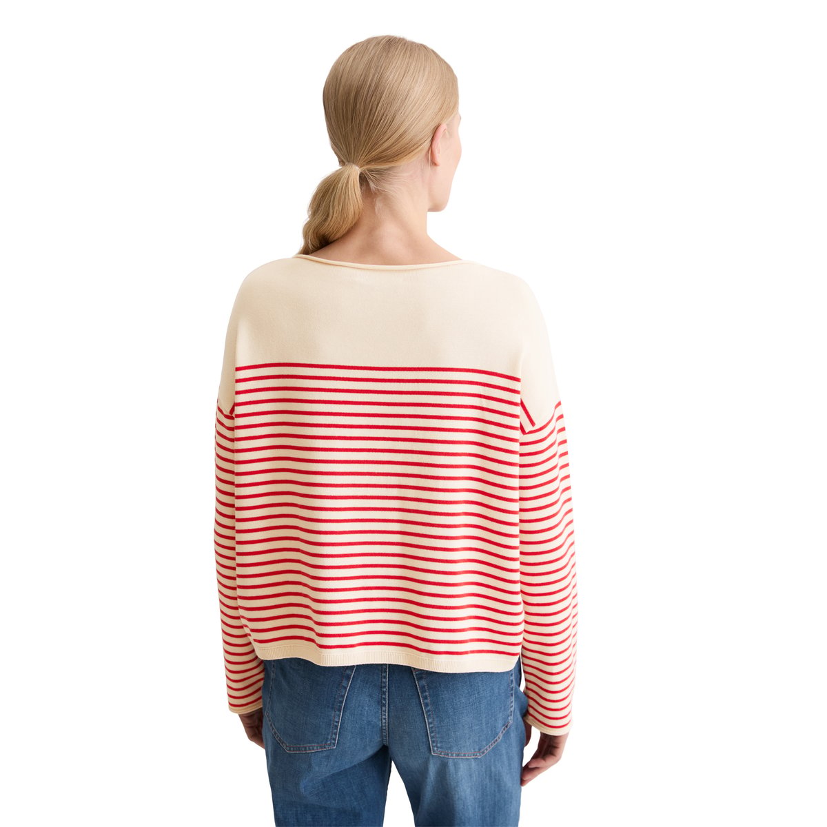 Pull milleraies loose en pur coton bio rouge, MARC O'POLO