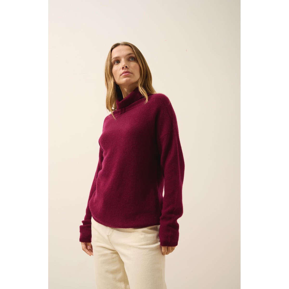 Pull Col Roulé Bordeaux Blantyre bordeaux, JUST CASHMERE