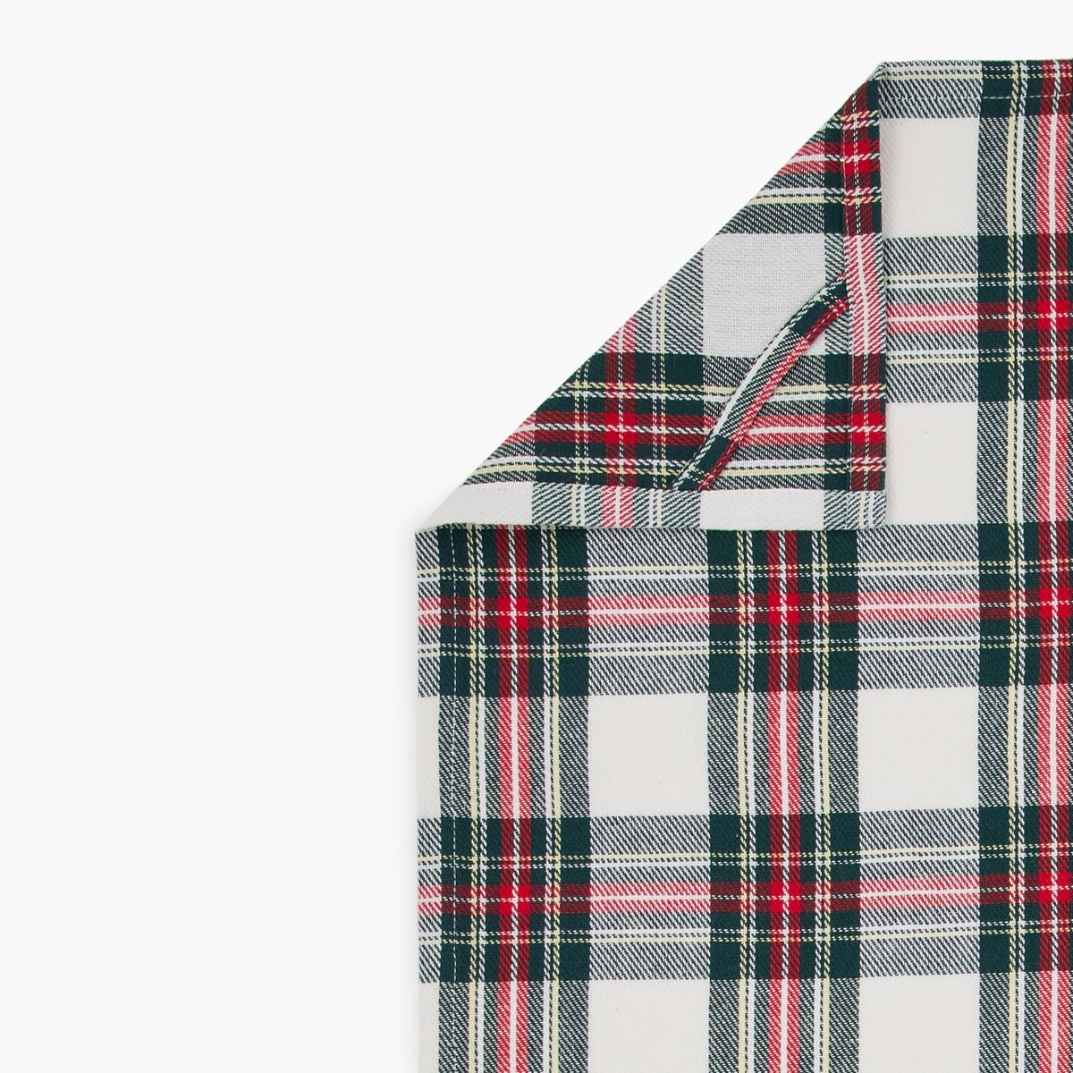 Torchon tartan tissé teint, 50x70cm, 100% coton off white, MONOPRIX