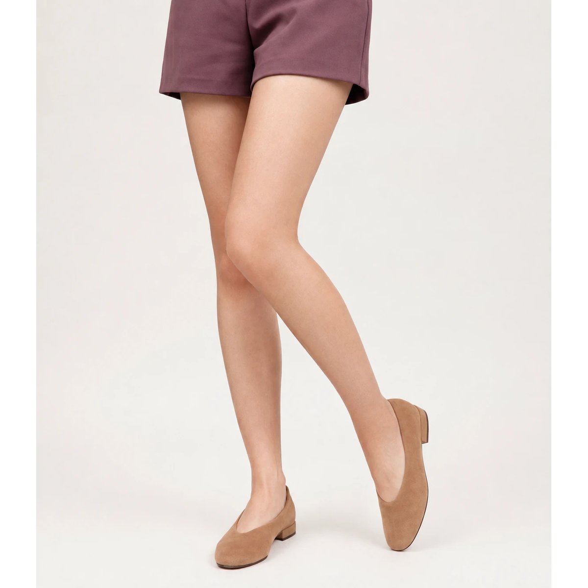 Ballerine cuir velours ÉGLANTINE taupe, MAISON TOUFET