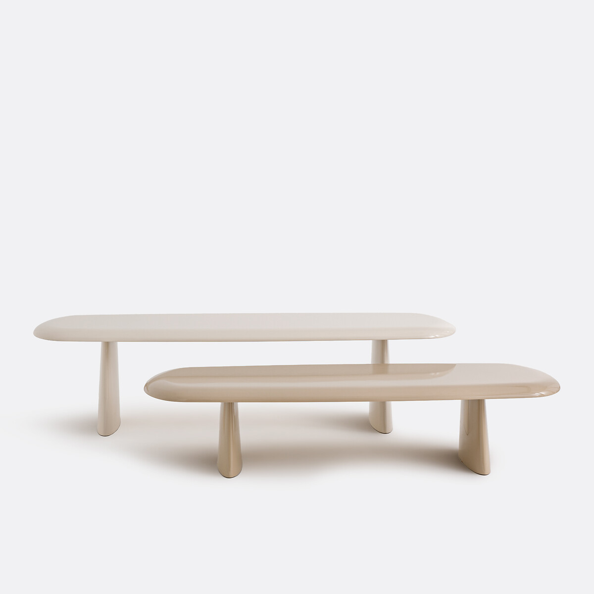 Lot de 2 tables basses semi-gigognes, Jaya blanc/beige, LA REDOUTE INTERIEURS