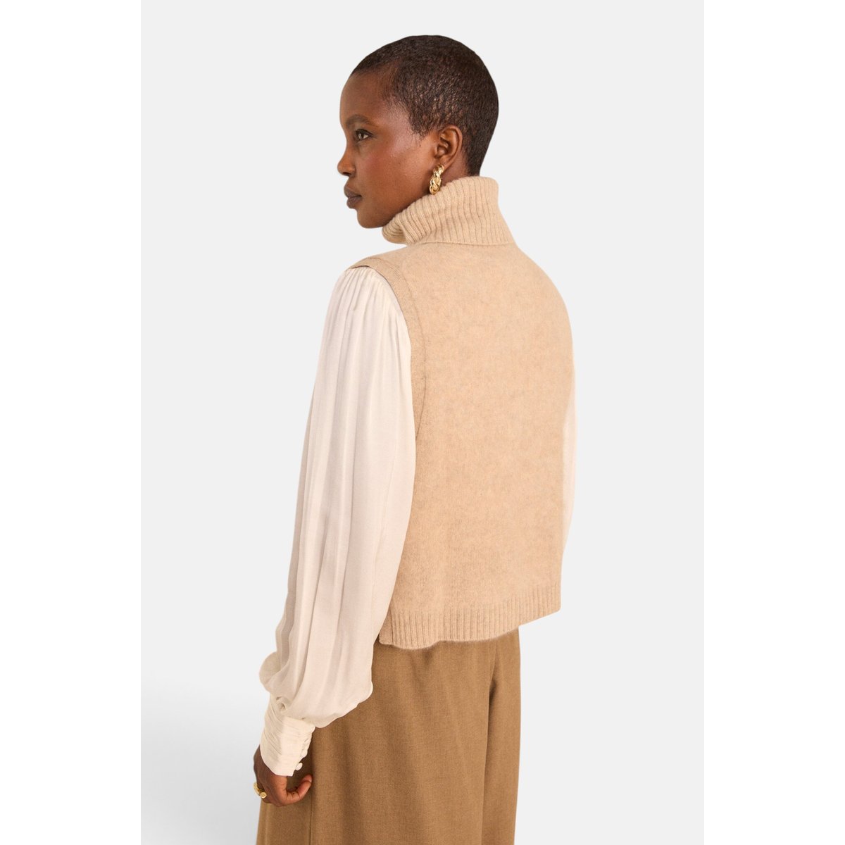 Cape sans manches en laine taupe clair REINE taupe clair, Maison 123
