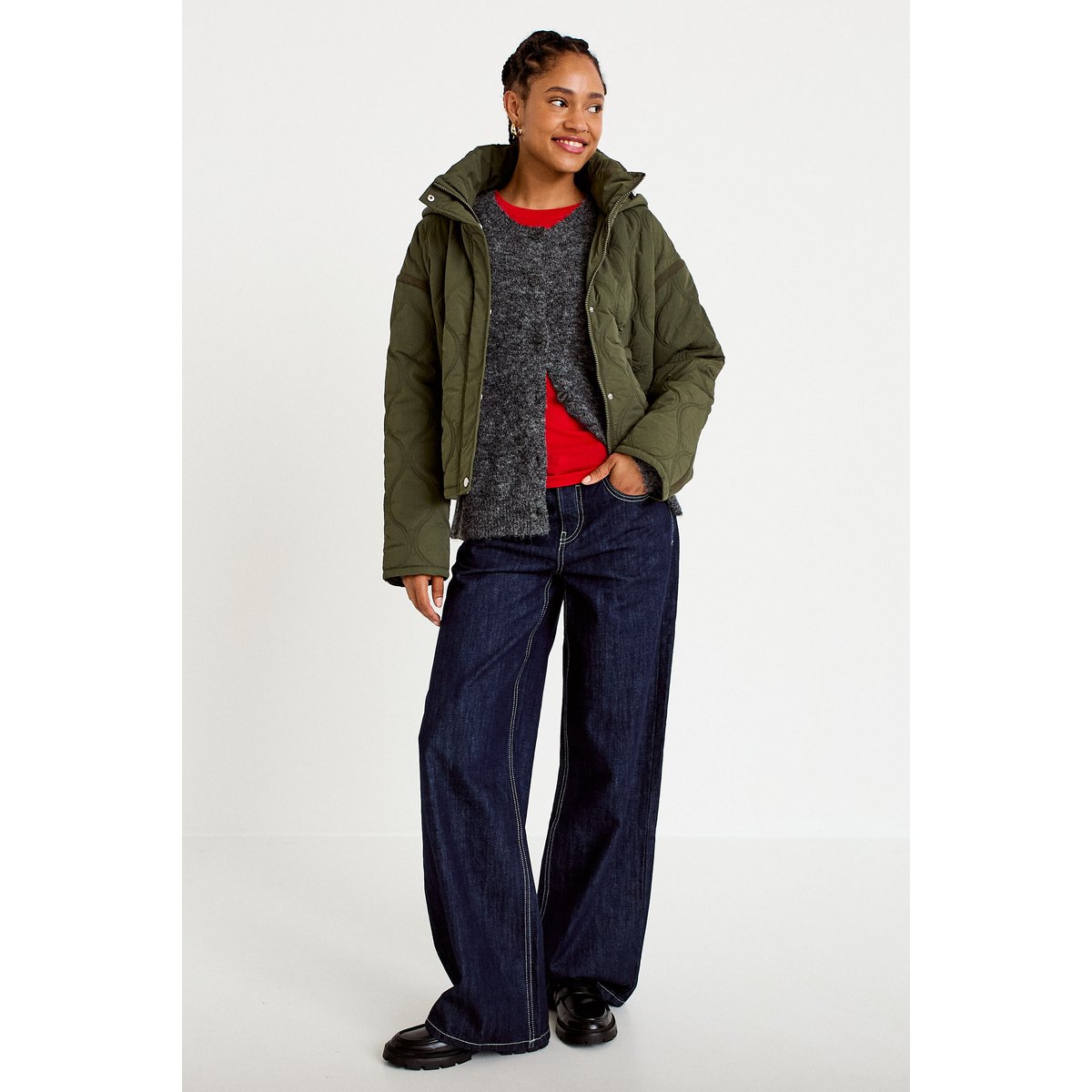 Gilet ample manches longues gris foncé, CACHE CACHE