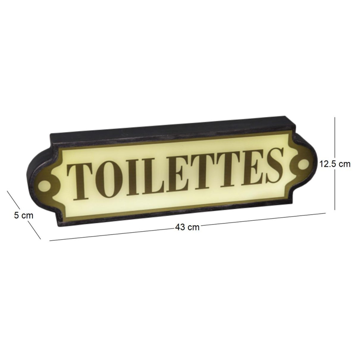 Plaque Signalétique Murale Lumineuse Toilettes Vintage marron, WADIGA