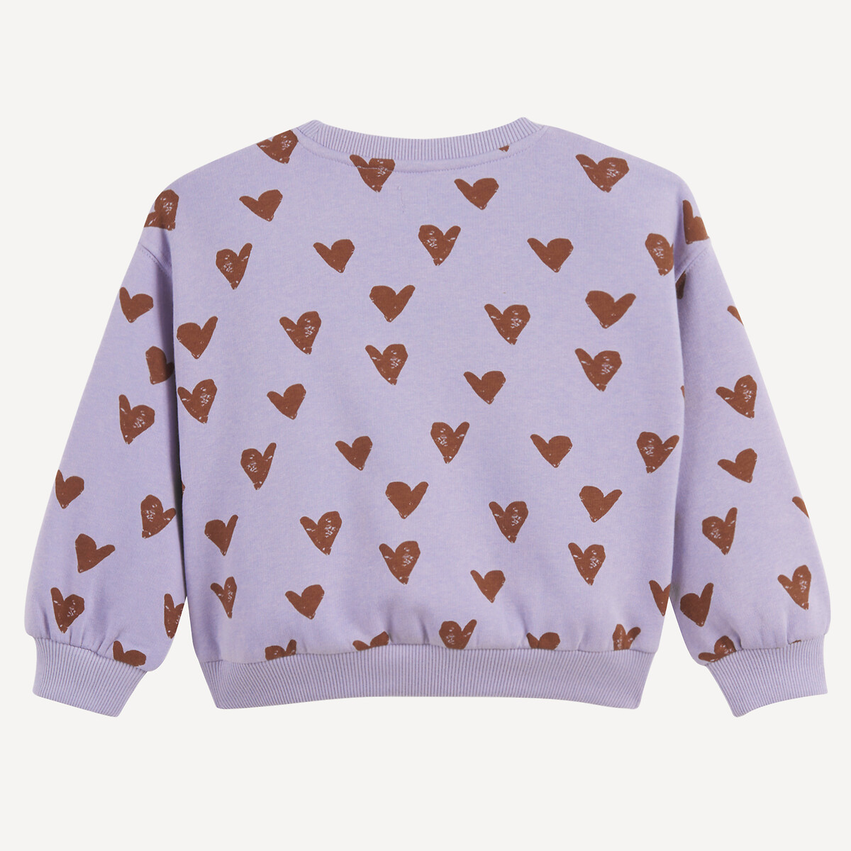 Sweat imprimé coeurs en molleton violet/imprimé, LA REDOUTE COLLECTIONS