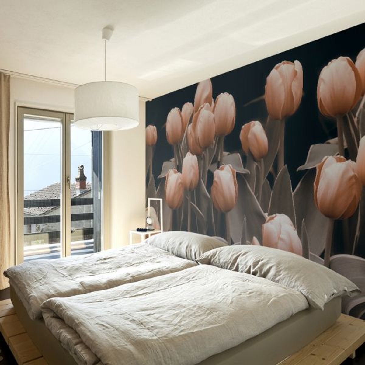 Papier peint intissé panoramique Fleurs Ladies among the flowers noir, EDEN