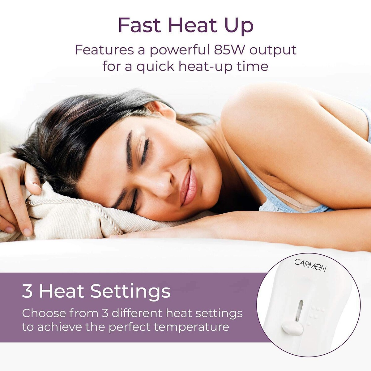 Single Fitted Electric Blanket white, CARMEN