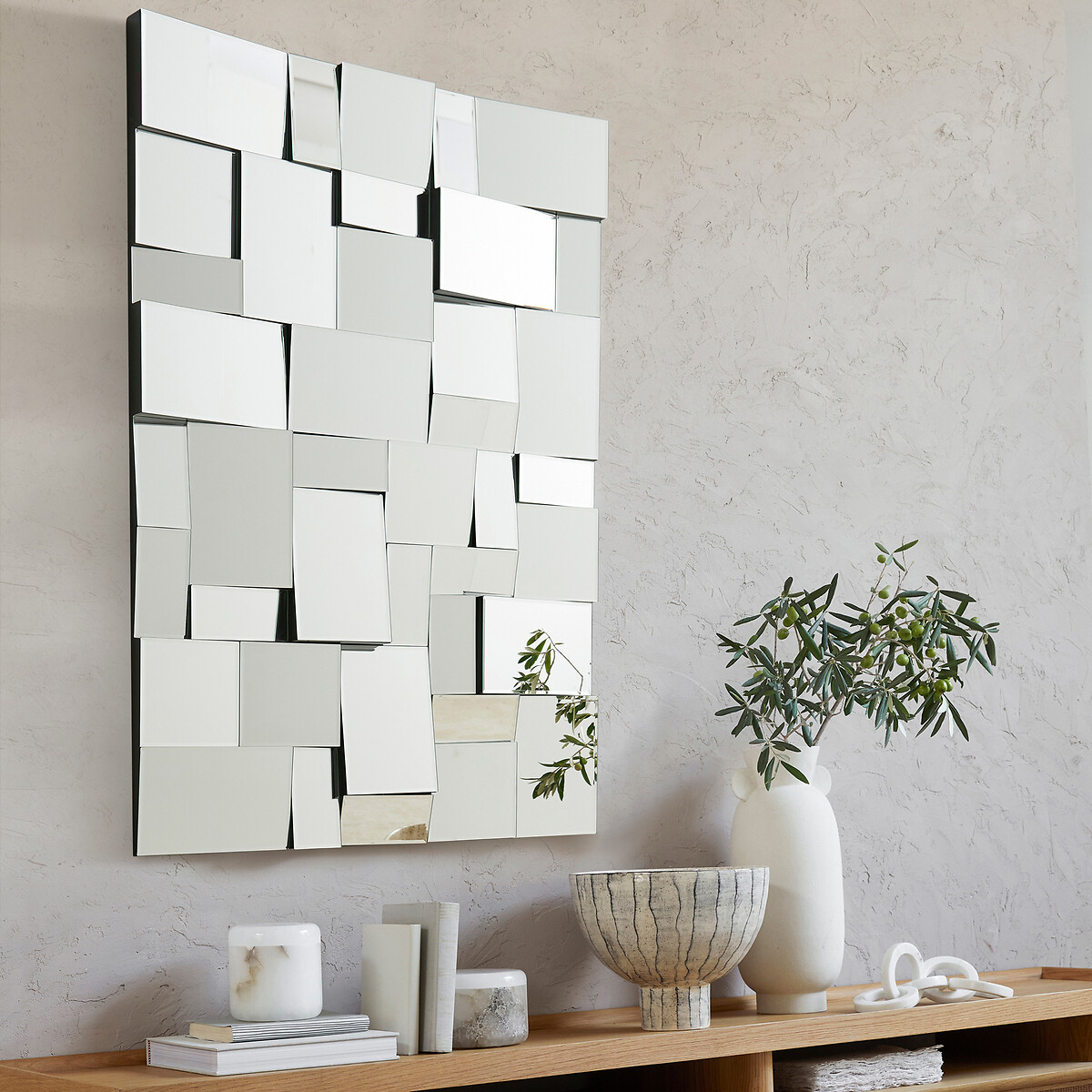 Espejo geométrico, al. 120cm, Lusito color plata, AM.PM