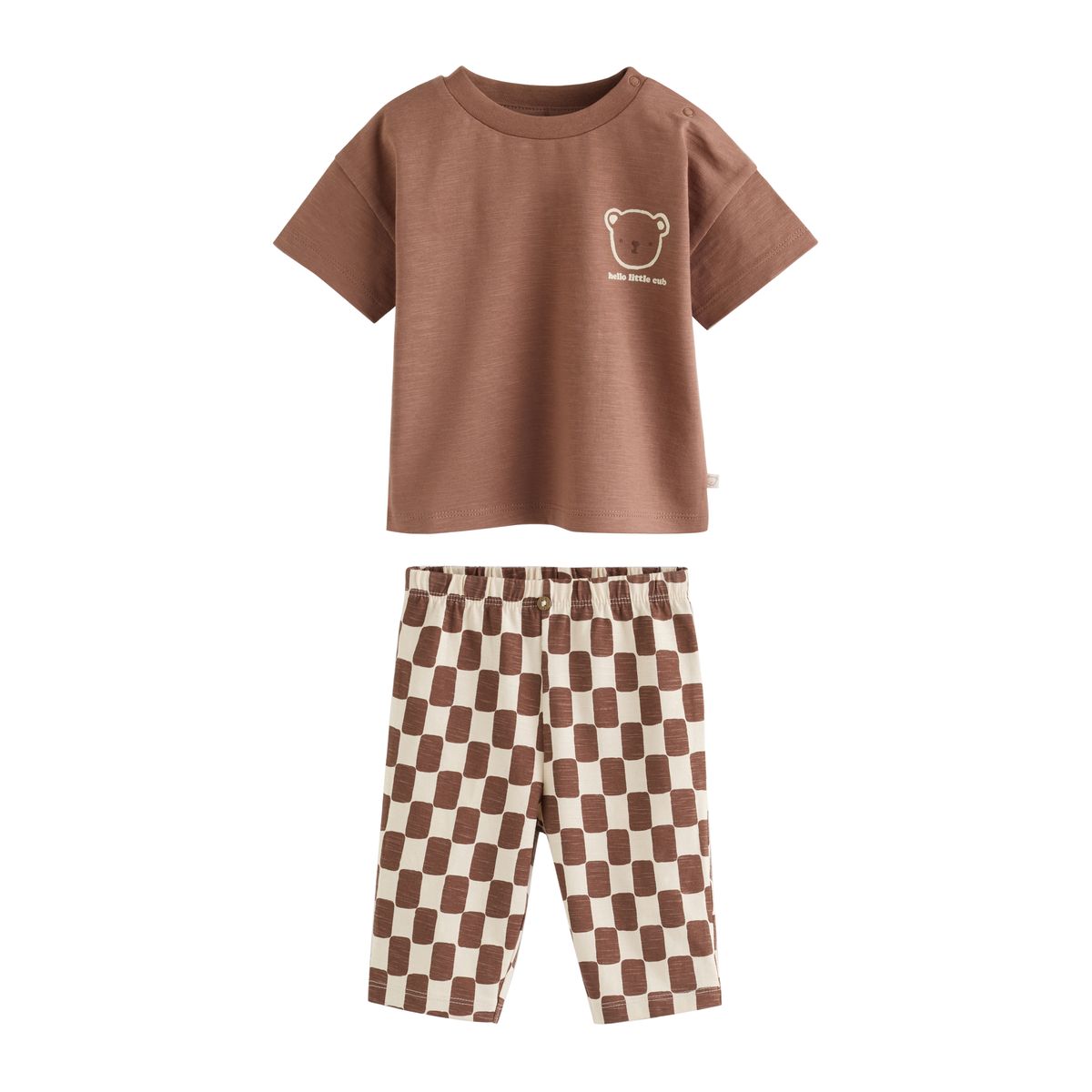 Ensemble haut et legging pour bébé ours à damier marron, NEXT
