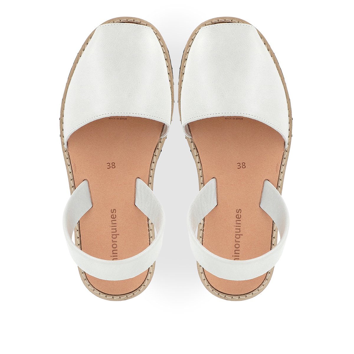 Sandales à bride en cuir AVARCA blanc, MINORQUINES