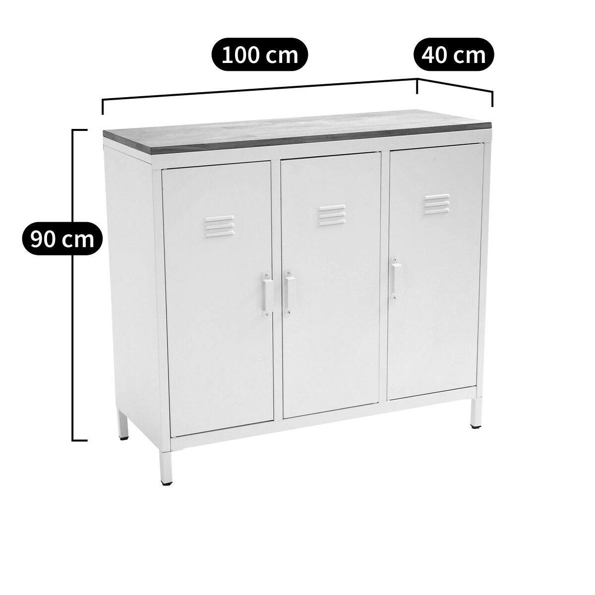Armoire/Vestiaire 3 portes métal acier chêne Hiba gris anthracite, LA REDOUTE INTERIEURS