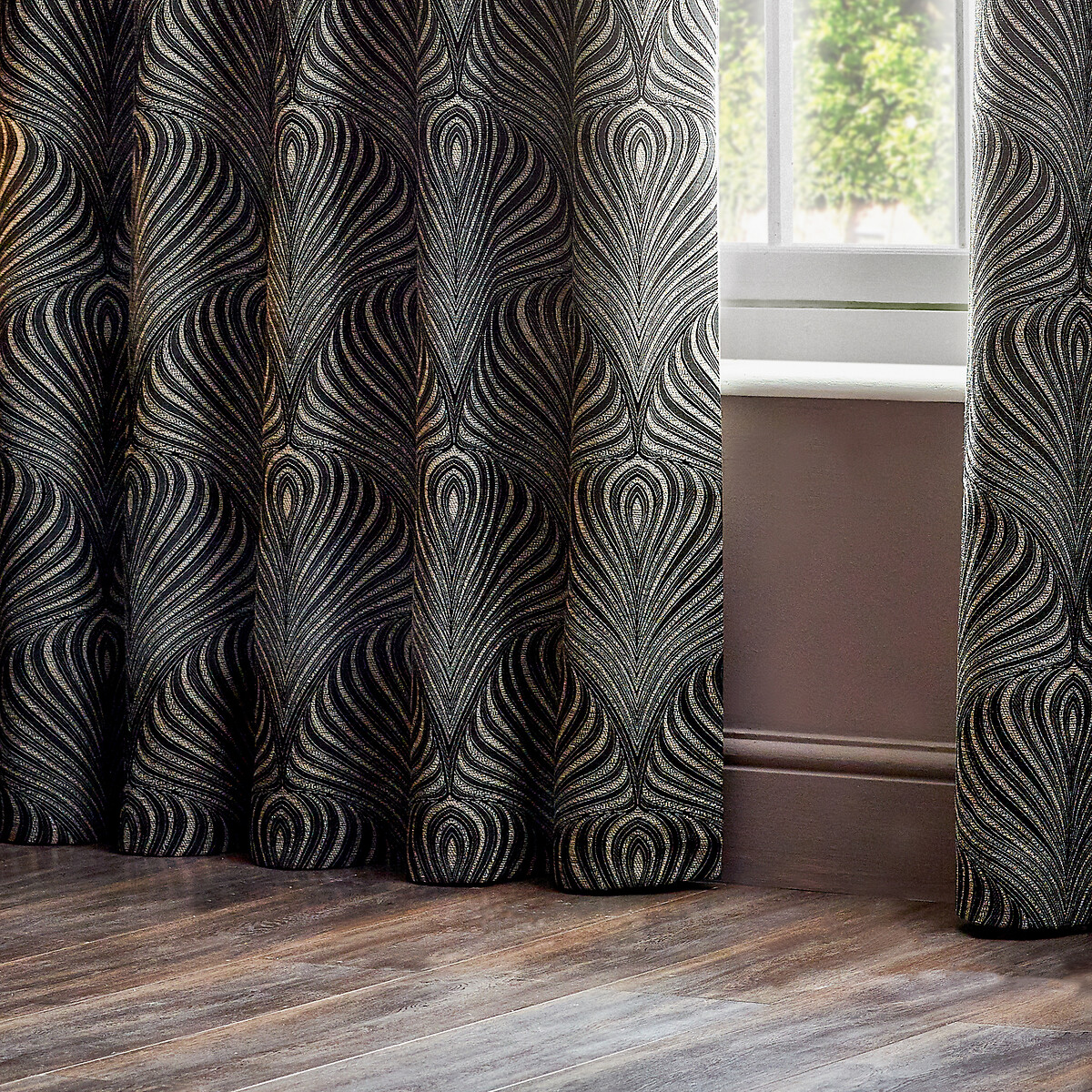 Gatsby Eyelet Curtains black, PAOLETTI