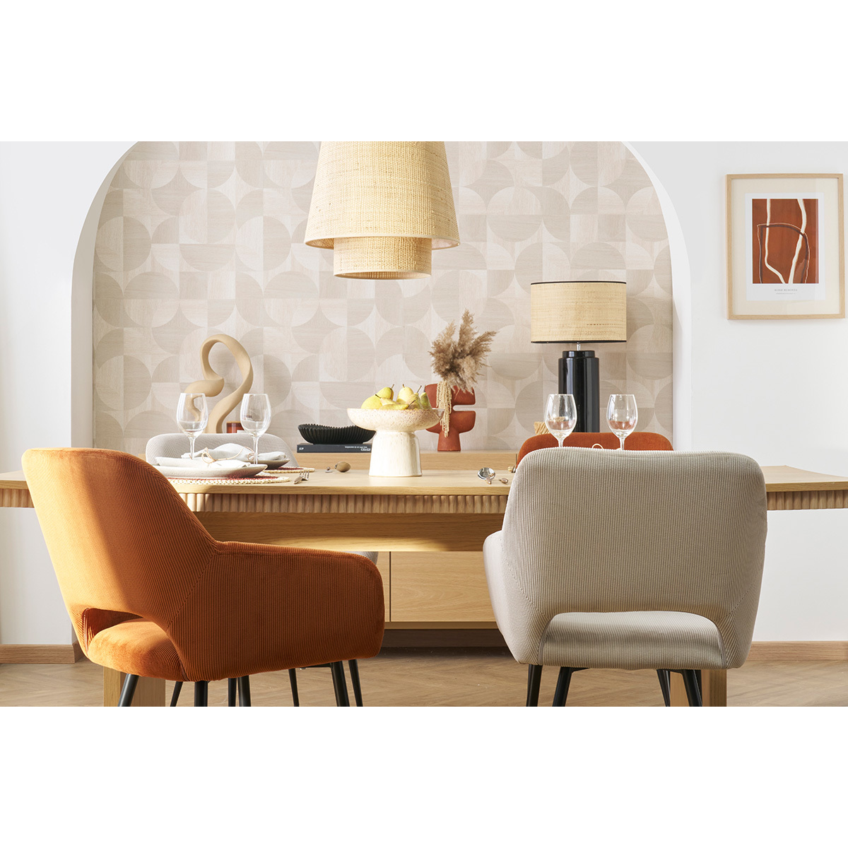 Chaises design pieds métal noir (lot de 2) LAURETTE taupe, MILIBOO