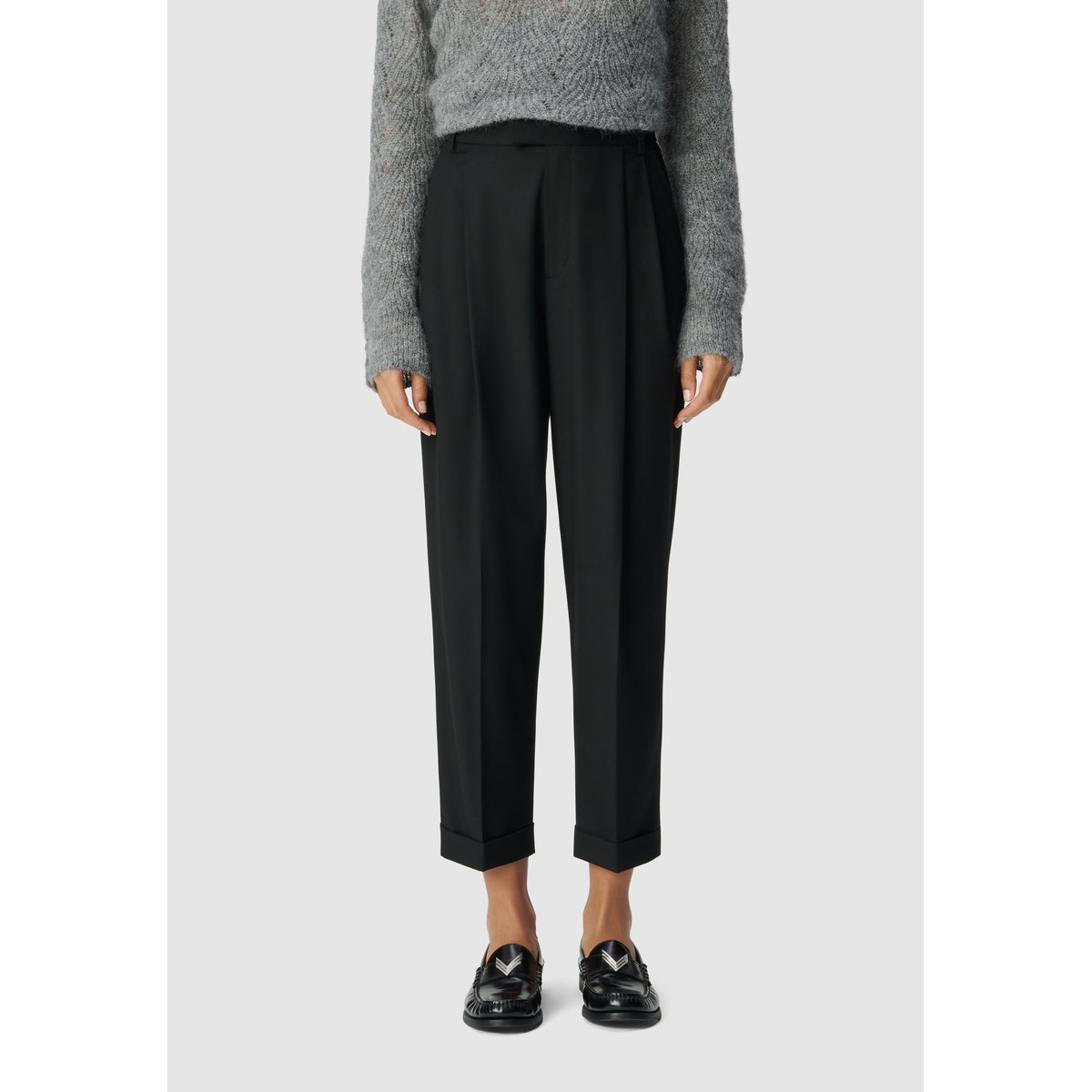 Pantalon à revers cropped noir, IKKS