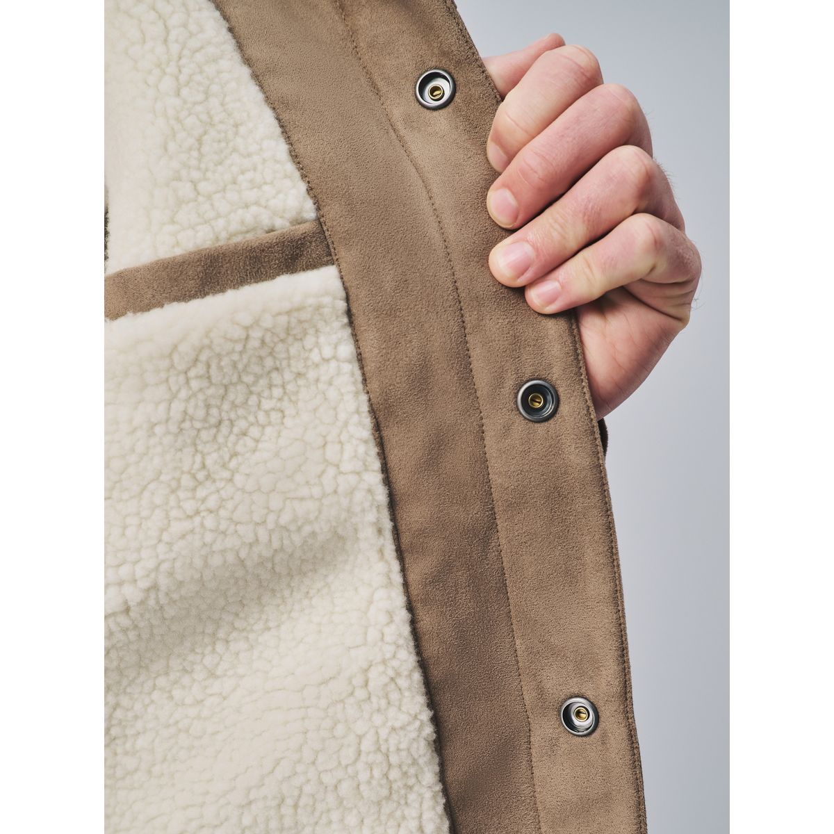 Veste de camionneur en simili daim doublée pierre neutre, NEXT