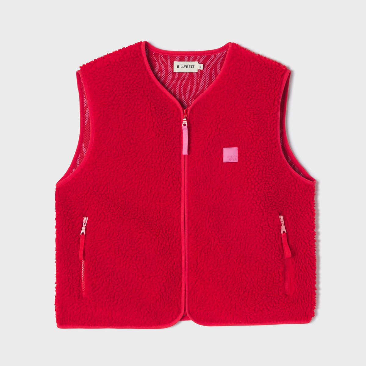Veste sherpa zippée sans manches rouge, BILLYBELT