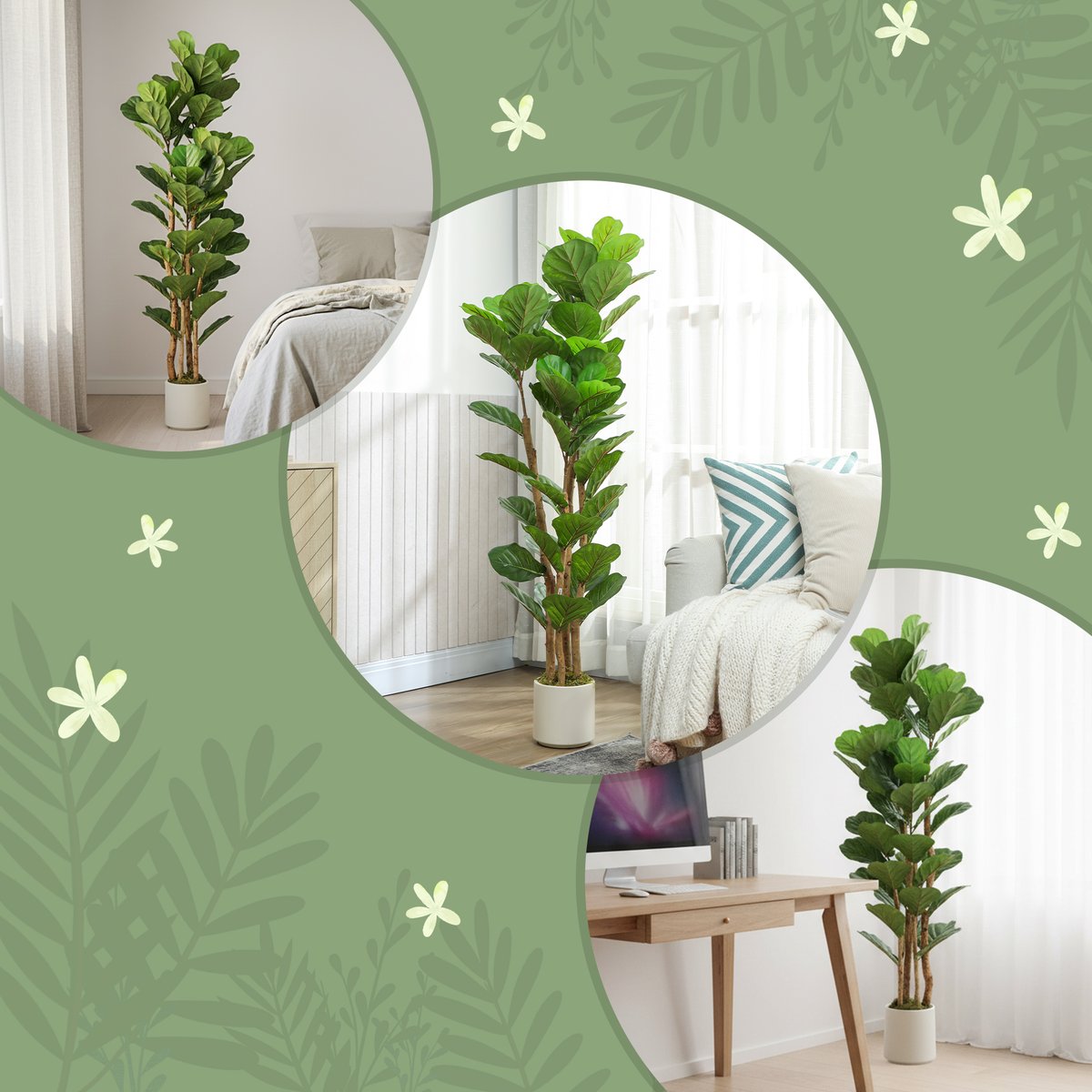Plantes artificielles PEVA Vert vert, HOMCOM