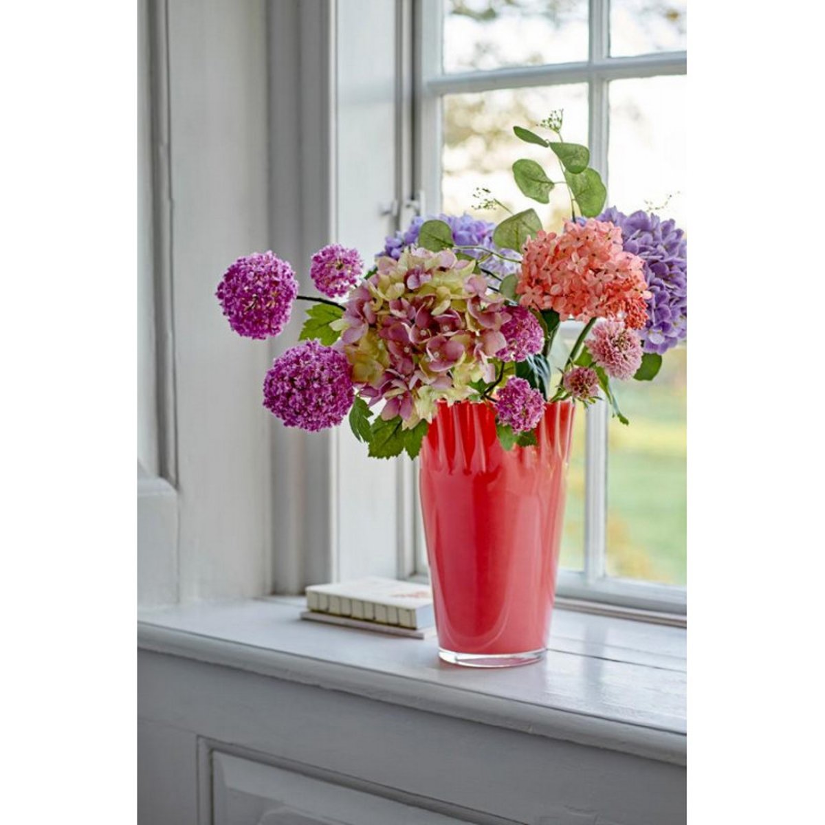 Fleur hortensia boule de neige artificielle Snowball mauve, BLOOMINGVILLE