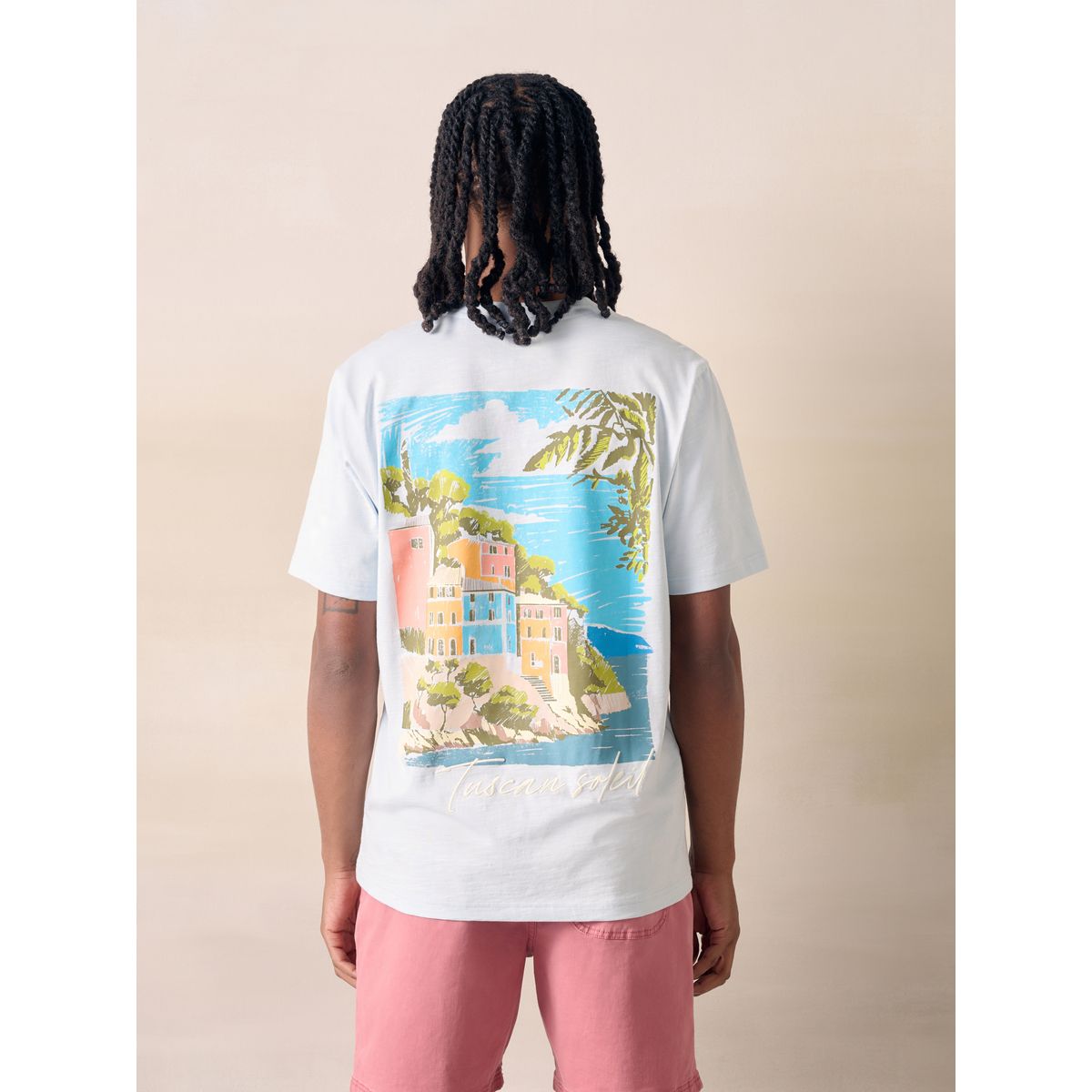 T-shirt flammé à imprimé scène bleue, NEXT