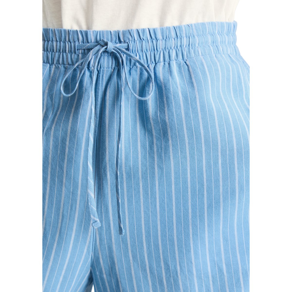 Pull-on-pantalon rayé relaxed en mélange de lin et de coton bleu, MARC O’POLO DENIM