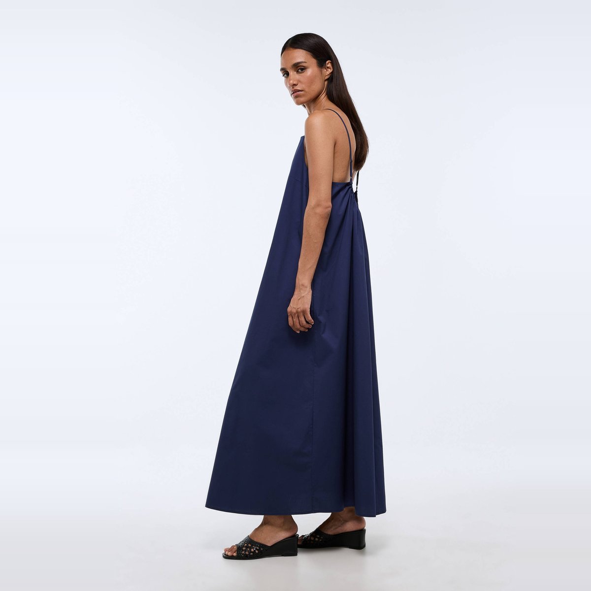 Robe longue à bretelles en coton BIO GOTS penombre, MONOPRIX