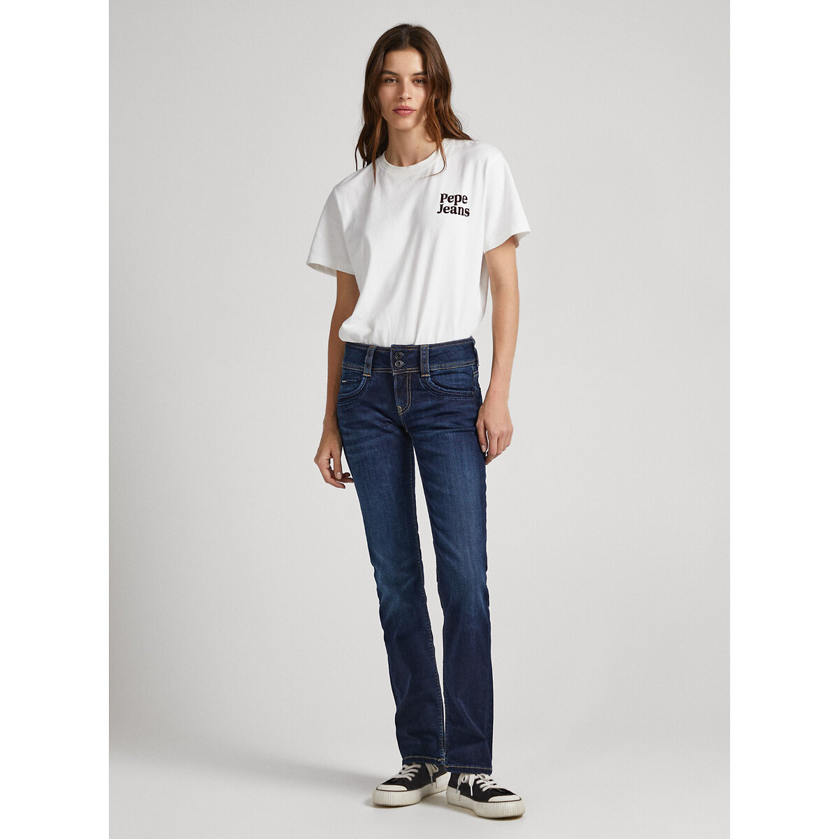 Gen slim fit jeans with mid rise and double buttons ultra dark, PEPE JEANS