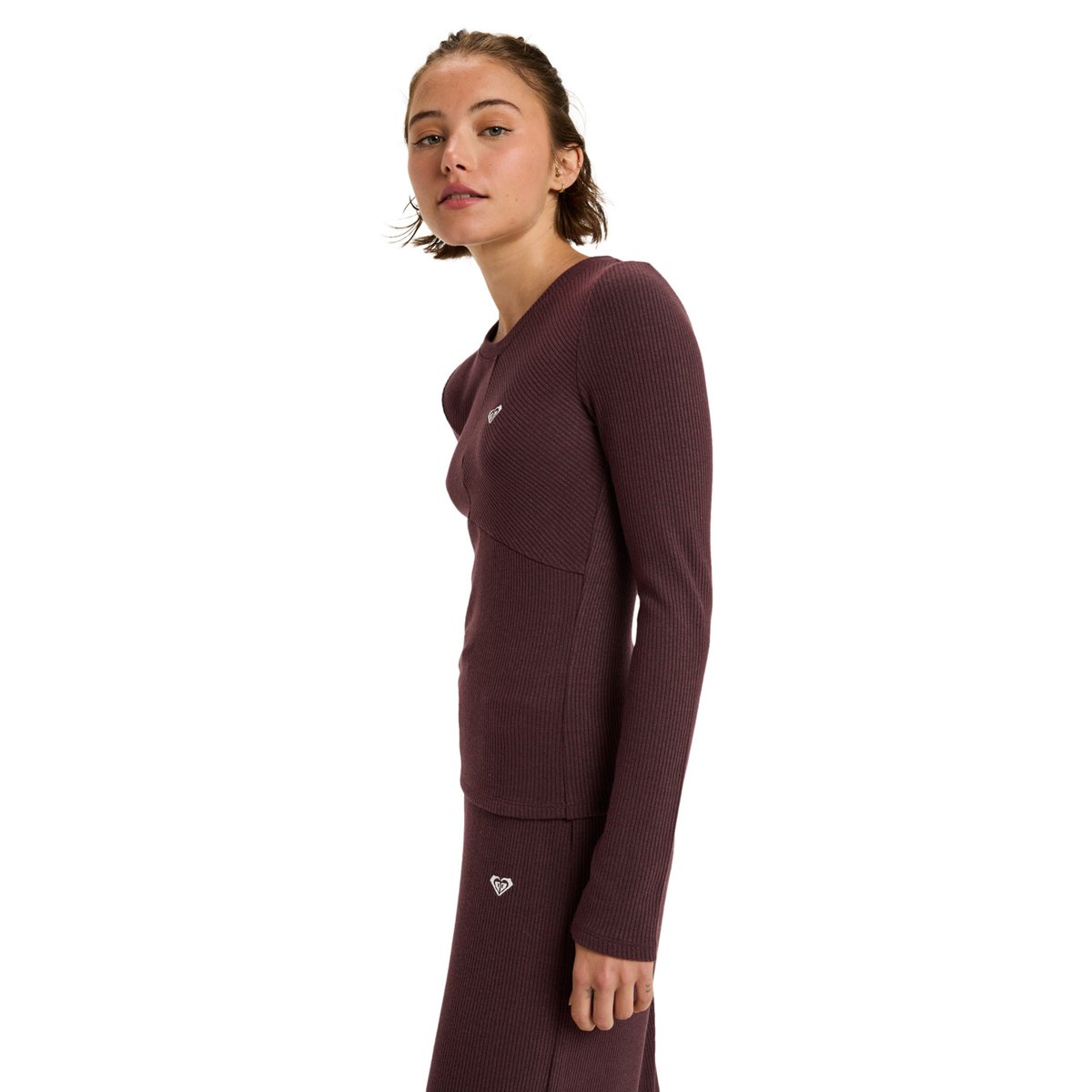 Top de sport à manches longues RISE & VIBE NEW RIB. rouge huckleberry, ROXY