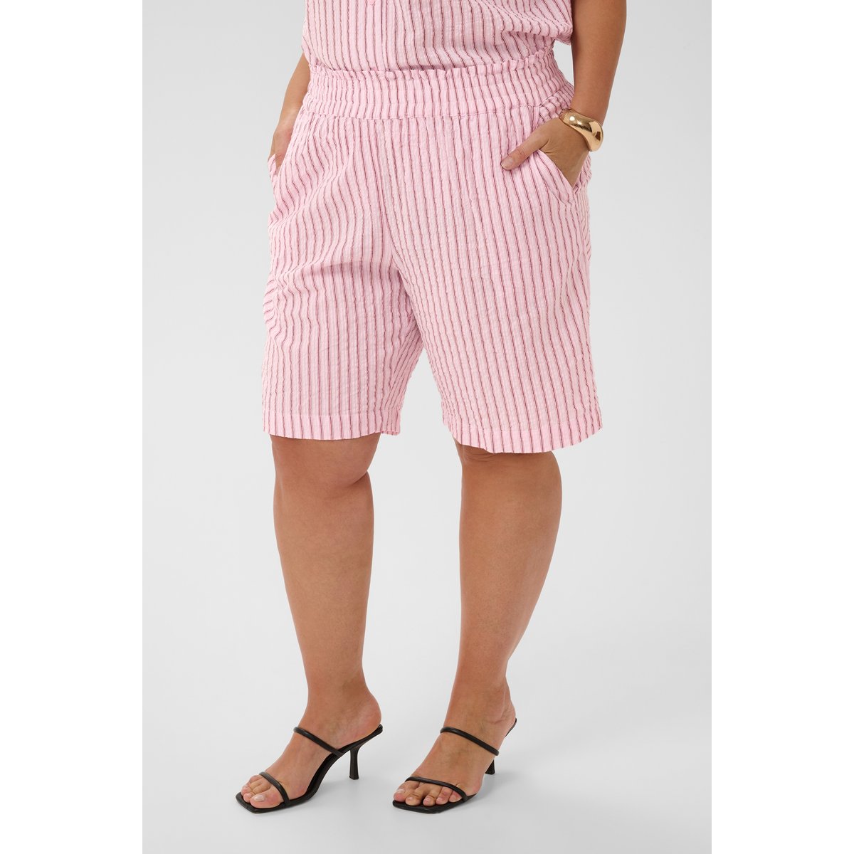 Shorts casual rose ballerina white henna stripe, KAFFE CURVE