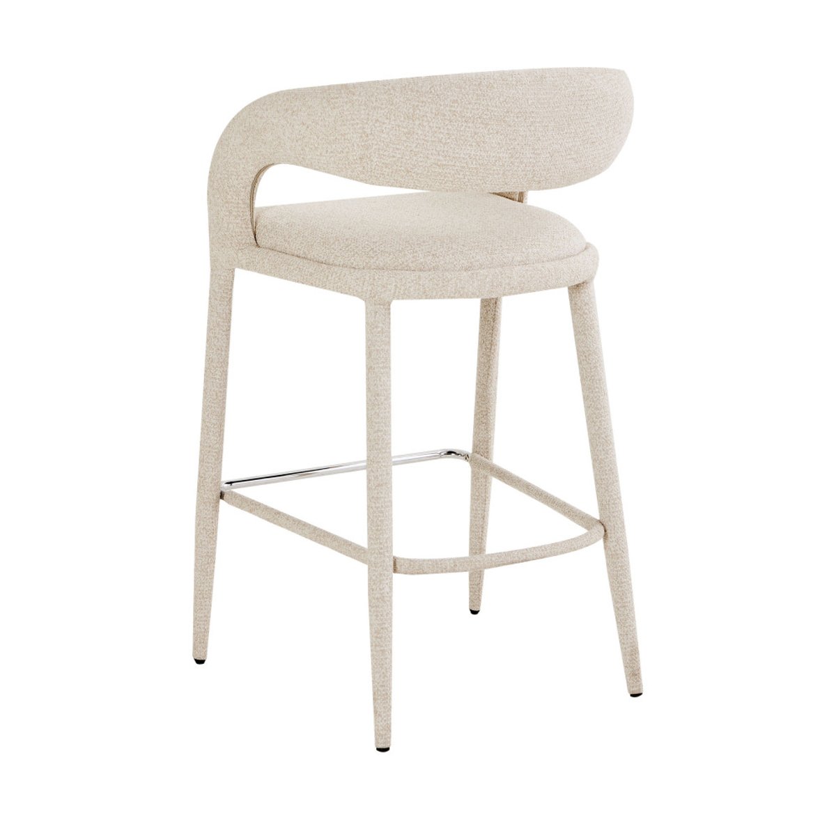 Lot de 2 chaises de bar en tissu H75cm- ROMY beige chiné, DRAWER