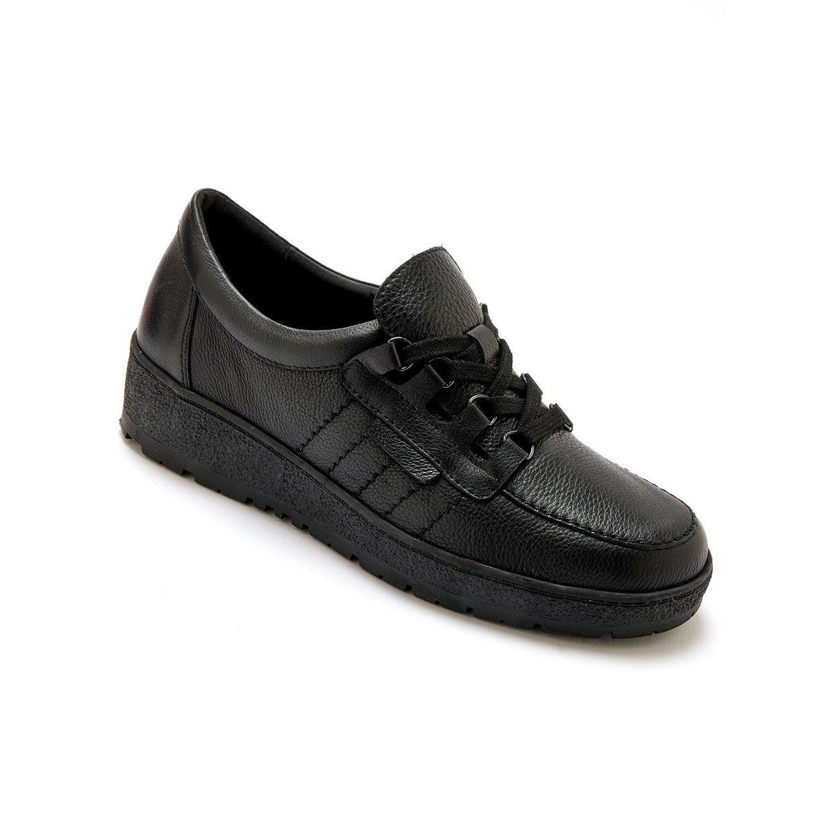 Derbies compensés cuir noir, PEDICONFORT