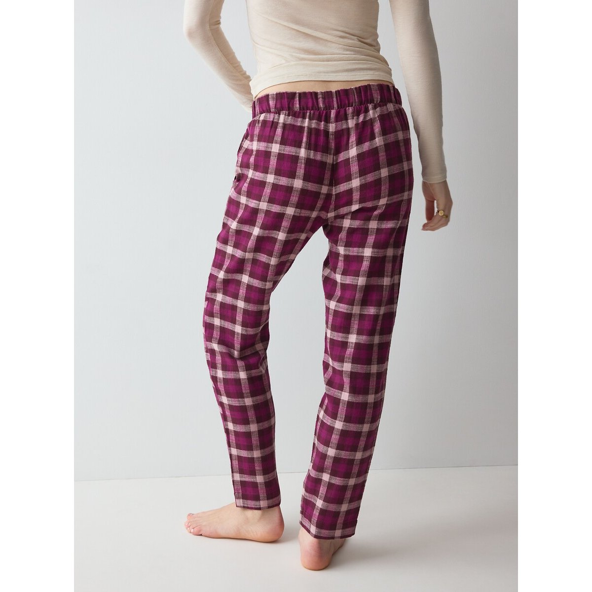 Pigiama in cotone, maglia maniche lunghe e pantaloni stampati fantasia rosa, TRIUMPH