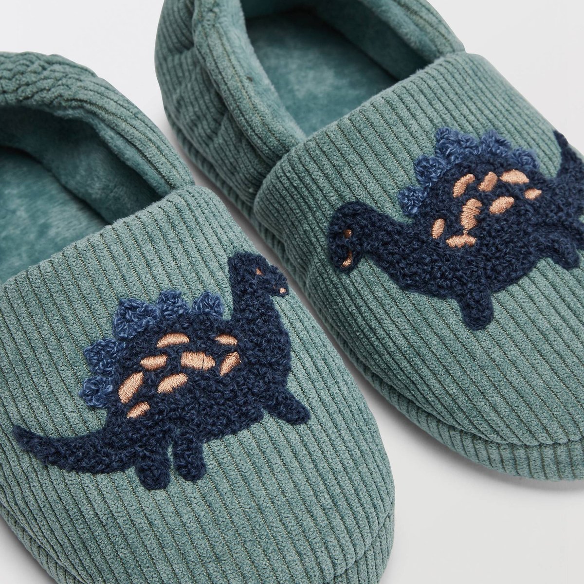 Chaussons garçon velours côtelé sauge, MONOPRIX
