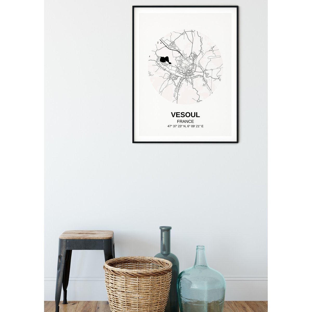 Affiche Carte Vesoul blanc, L'AFFICHERIE
