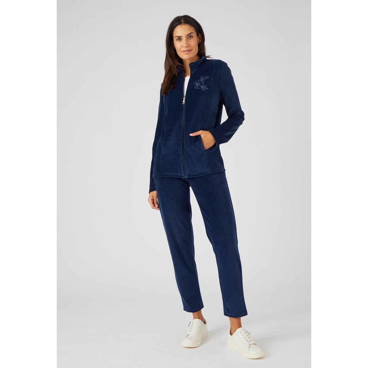 Ensemble de détente en maille velours bleu marine, DAMART