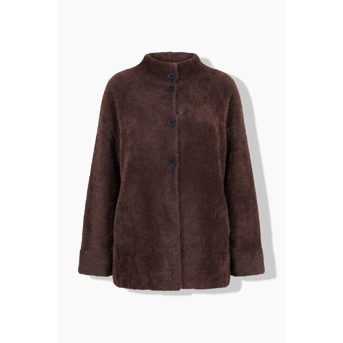 Cardigan en maille duveteuse, coupe évasée acajou, ULLA POPKEN