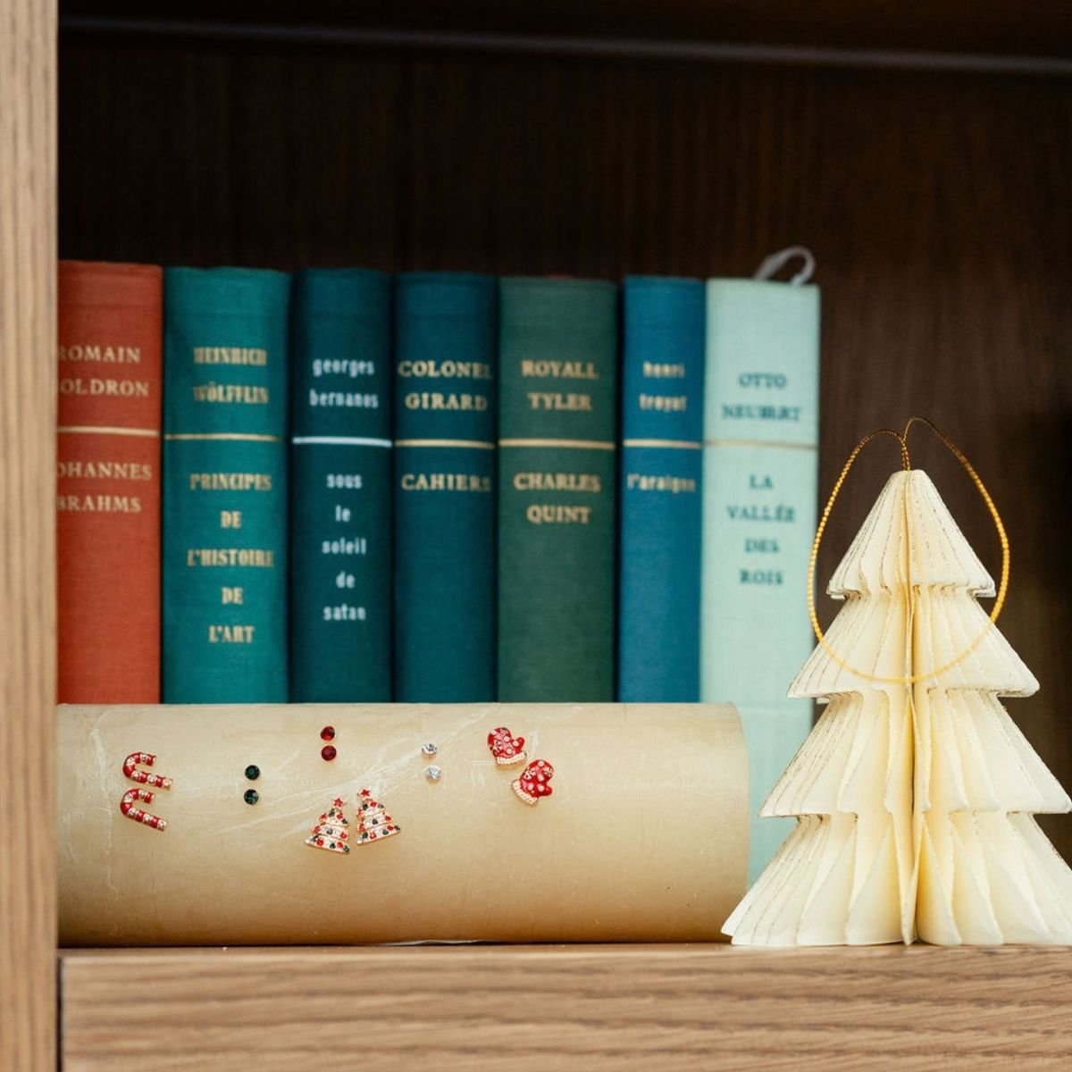 Set de 6 paires de puces d'oreilles de Noël – Sucre d'orge, moufles et sapins de Noël rouge, BALABOOSTE