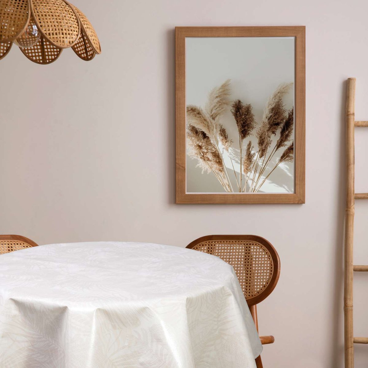 Nappe en toile cirée ronde VITALI beige, TOILINUX