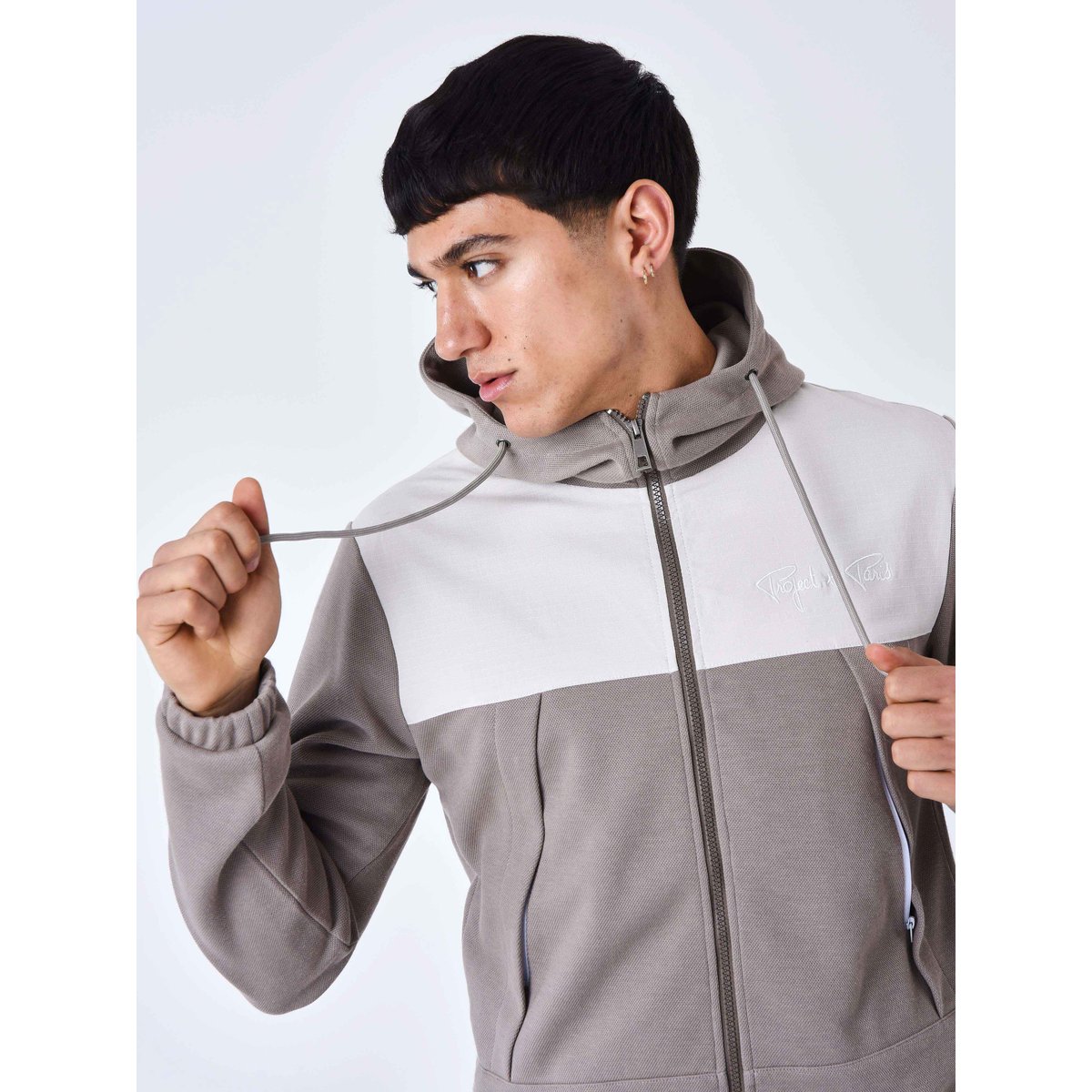 Veste de jogging bi-matière taupe, PROJECT X
