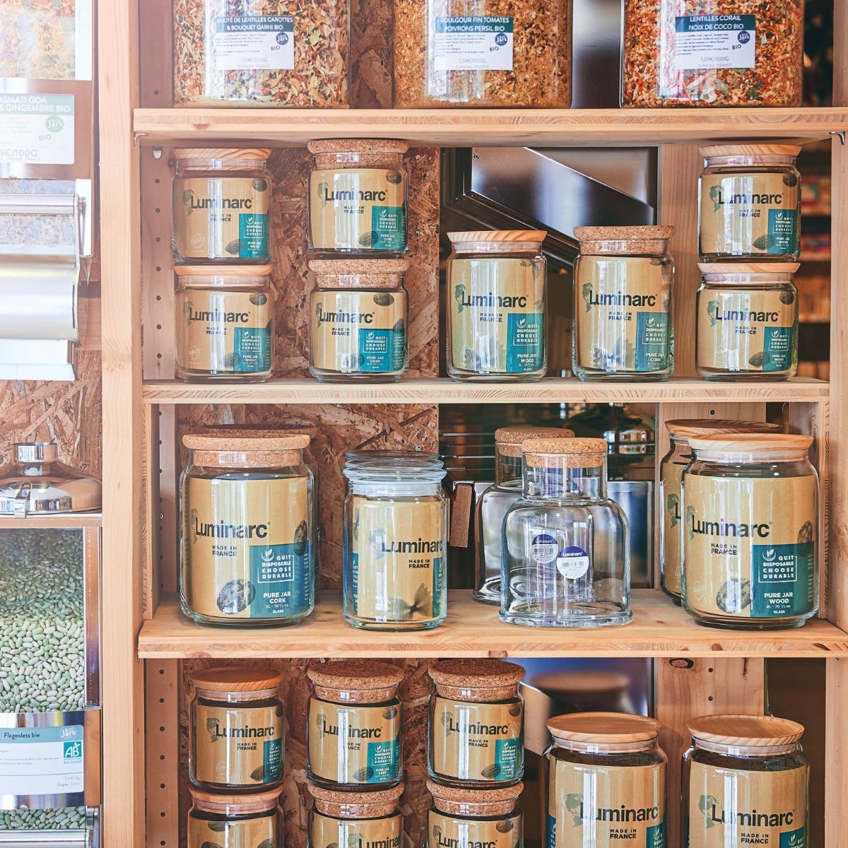 2 pots de conservation 1L -PURE JAR WOOD transparent, LUMINARC