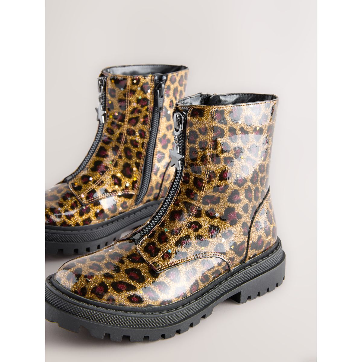 Bottines zippées sur le devant imprimé léopard, NEXT
