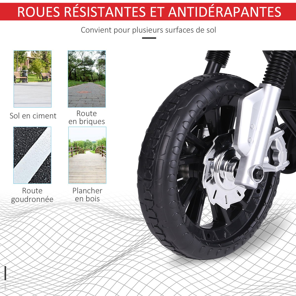 Moto électrique à conducteur assis Plastique rouge, HOMCOM