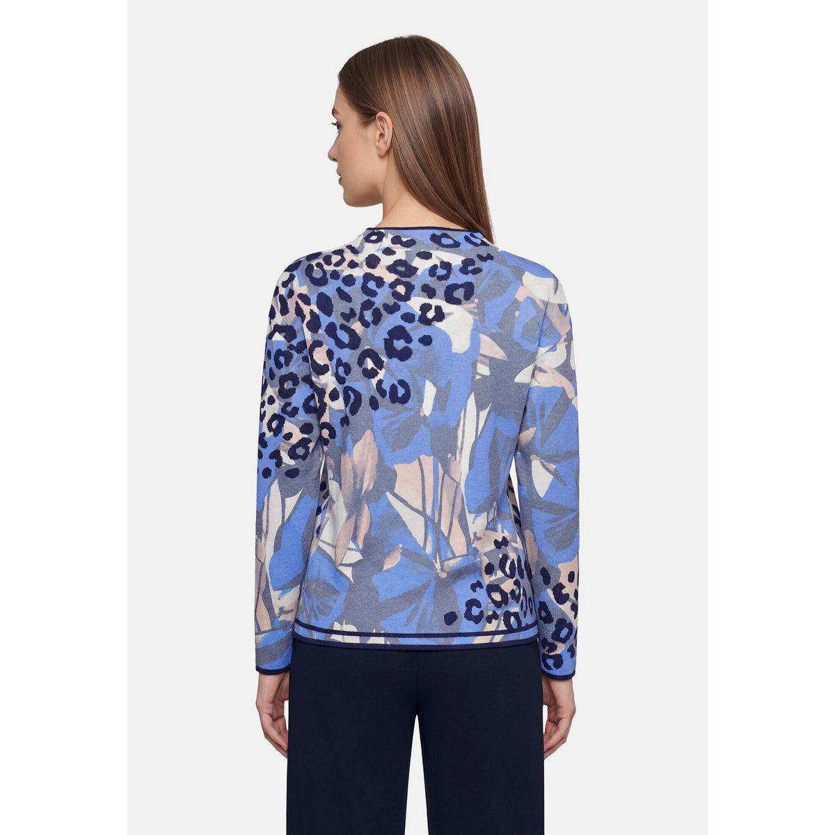 Pull-over en maille à imprimé bleu/beige, BETTY BARCLAY