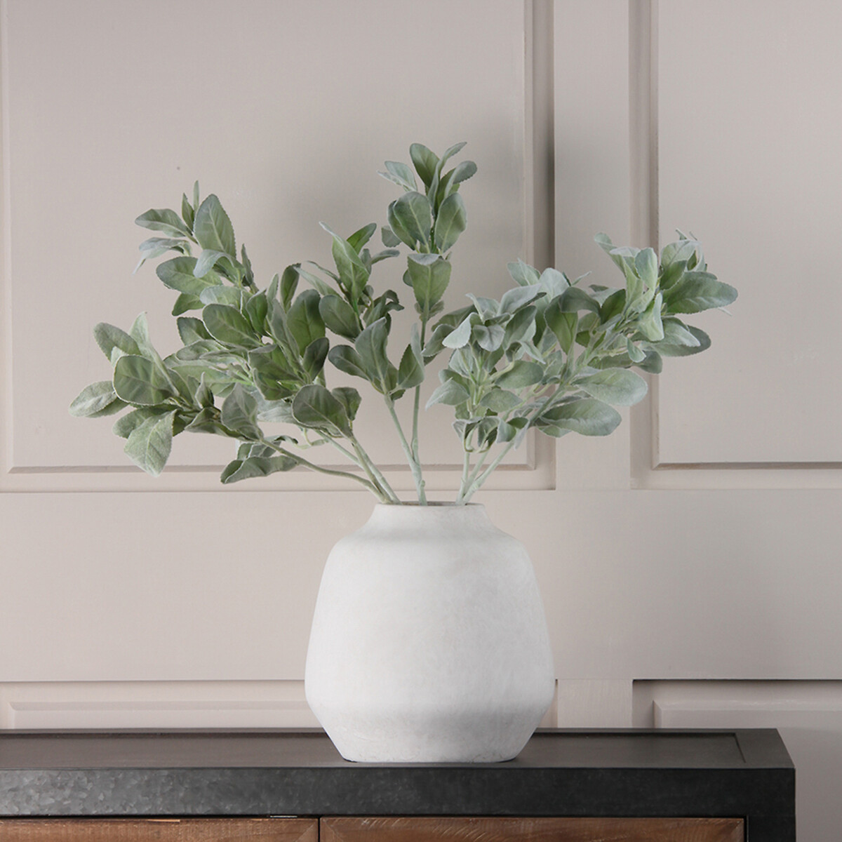 Pack of 5 Artificial Frosted Lambs Ear Stems green, SO'HOME